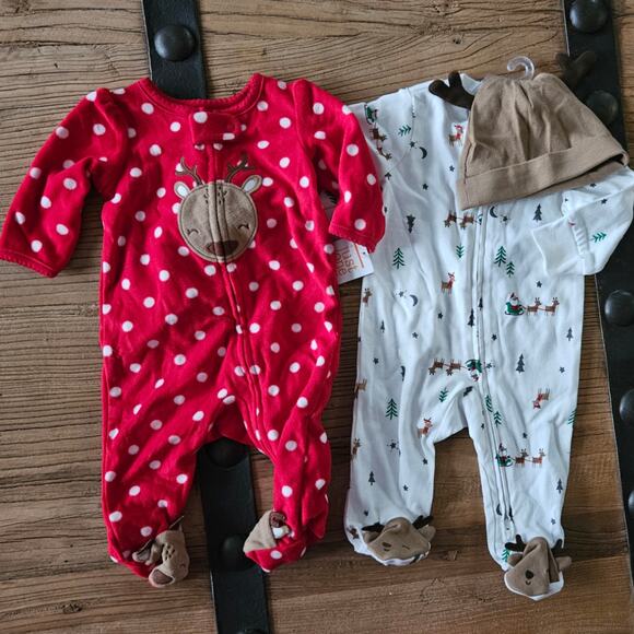 Carter's Other - Carter's Christmas Infant Girl Footie Bundle sz 3M